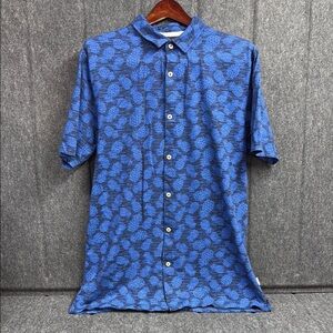 OP Blue Casual Short Sleeve Button Down Shirt